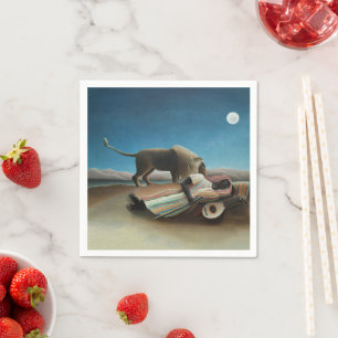 Serviette En Papier Henri Rousseau Dormir Gitan Lion Peinture