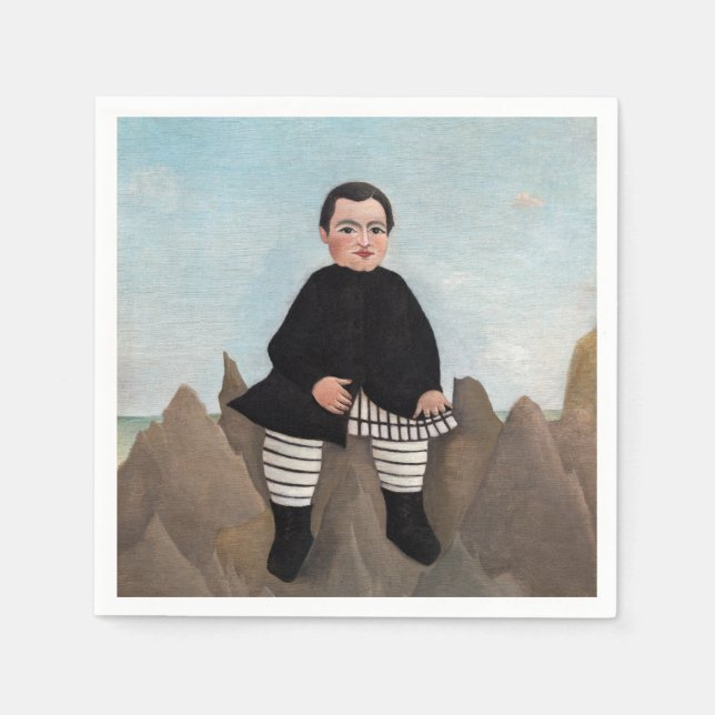 Serviette En Papier Henri Rousseau - Garçon sur les rochers (Devant)