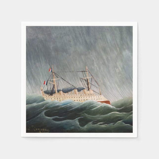 Serviette En Papier Henri Rousseau - Le navire dans la tempête (Devant)