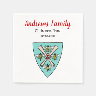 Serviette En Papier Héraldique Vintage 4 abeilles se répandent sur la 