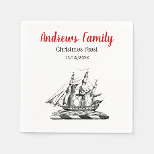 Serviette En Papier Héraldique Vintage Nautique Clipper Ship Crest