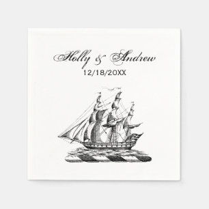 Serviette En Papier Héraldique Vintage Nautique Clipper Ship Crest