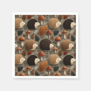 Serviette En Papier Hérisson et motif de champignon fantaisiste d'auto