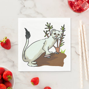 Serviette En Papier Hermine Belette Blanche Hiver Faune