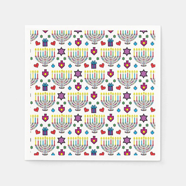 Serviette En Papier Heure de la fête Hanukiah Hanoukka Menorah (Devant)