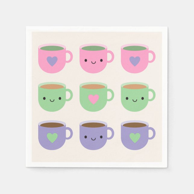Serviette En Papier Heure du thé - Kawaii Cup de thé (Devant)