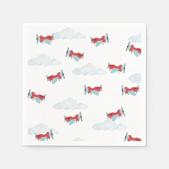 Serviette En Papier Heure Vol avion Anniversaire (Devant)