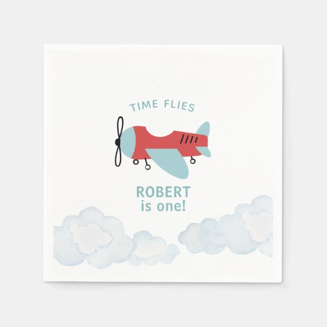 Serviette En Papier Heure Vol avion Anniversaire (Devant)