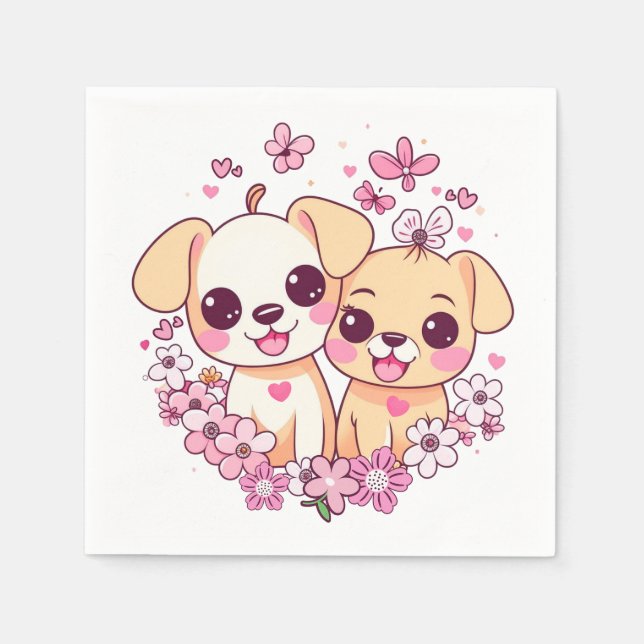 SERVIETTE EN PAPIER HEUREUSE SAINTE-VALENTIN ! (Devant)