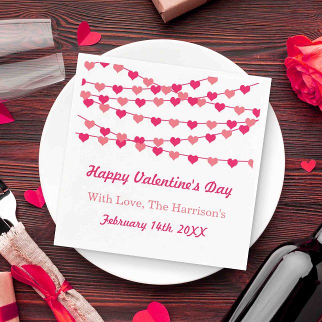 Serviette En Papier Heureuse Sainte-Valentin accrochante de coeurs (Créateur téléchargé)