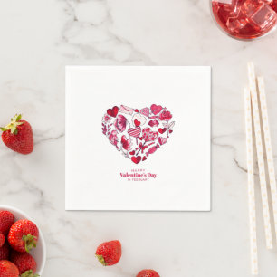 Serviette En Papier "Heureuse Sainte-Valentin - Amour romantique"