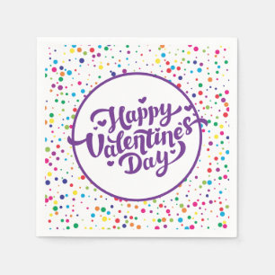 Serviette En Papier Heureuse Sainte-Valentin Colorful Confetti