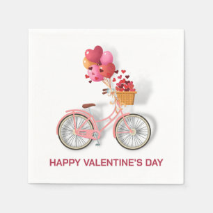 Serviette En Papier Heureuse Sainte-Valentin Vélos et ballons