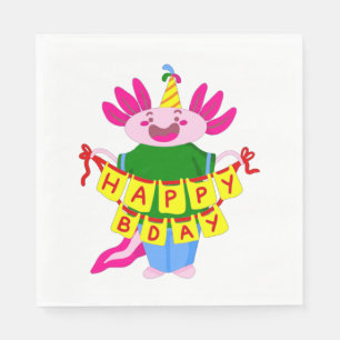 Serviette En Papier heureux anniversaire Axolotl