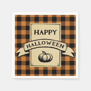 Serviette En Papier heureux halloween buffalo plaid