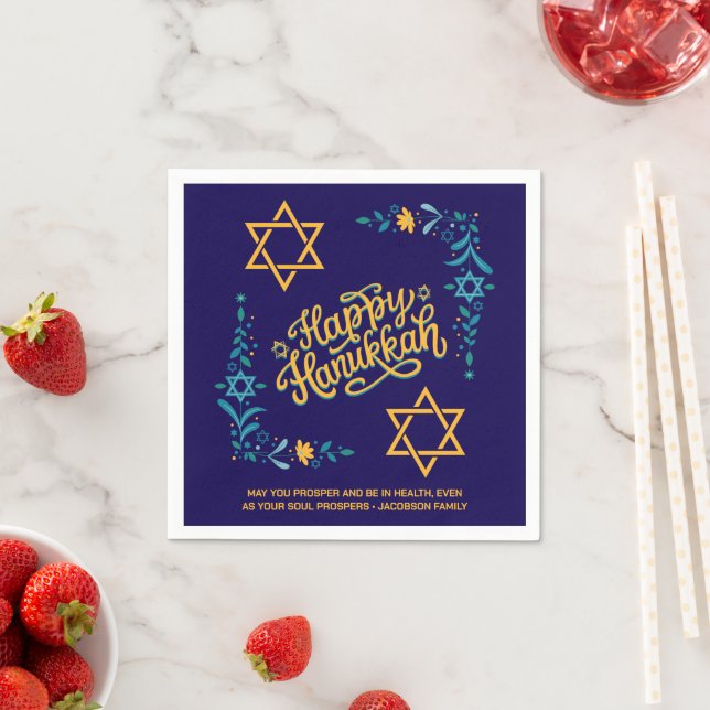 Serviette En Papier HEUREUX HANOUKKA Chanukah (En situation)