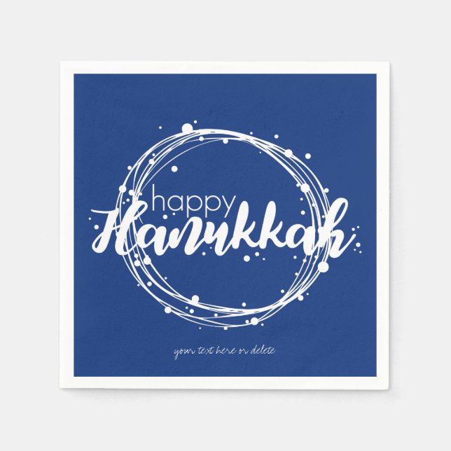 Serviette En Papier Heureux Hanoukka neige bulles Wreath Holiday Napki (Devant)