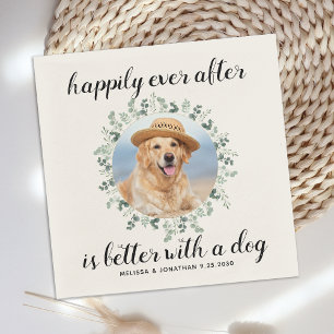 Serviette En Papier Heureux Jamais après Eucalyptus Mariage photo pers