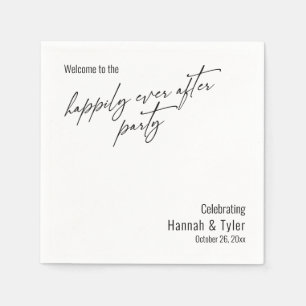 Serviette En Papier Heureux Jamais Après La Partie Élégante Typographi