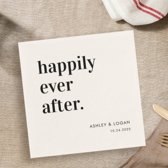 Serviette En Papier Heureux Jamais Après La Réception De Mariage (Créateur téléchargé)
