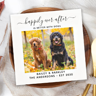 Serviette En Papier Heureux Jamais après personnalisation Chien Photo