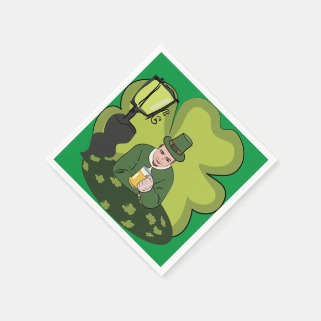 SERVIETTE EN PAPIER "HEUREUX ST. JOUR DE PATRICK" LEPRECHAUN (Coin)