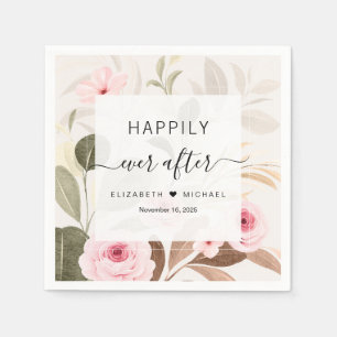 Serviette En Papier Heureux toujours après belle Mariage floral
