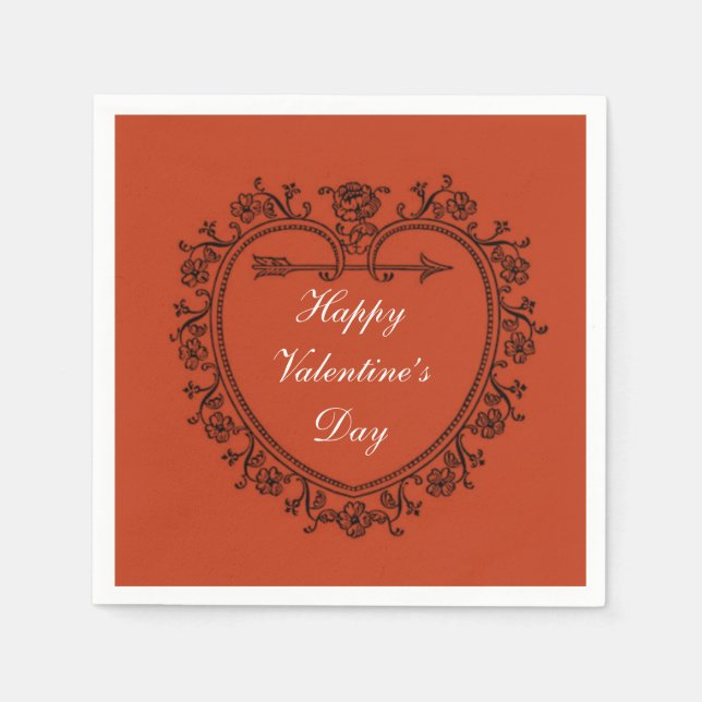 Serviette En Papier heureux Valentine's Day Red (Devant)