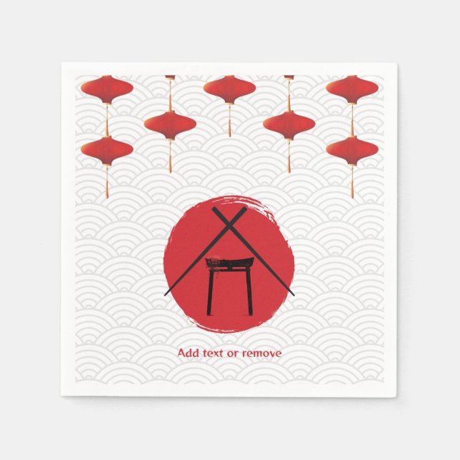 Serviette En Papier Hibachi Thème Anniversaire Fête Chef privé Japonai (Devant)