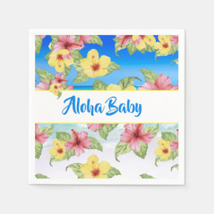Serviette En Papier Hibiscus Baby shower à fleurs tropicales