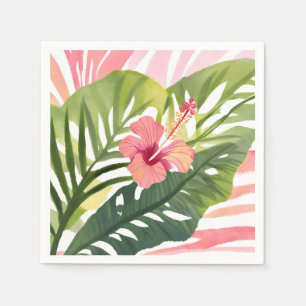 Serviette En Papier Hibiscus Beauté   Aquarelle Fleur Tropicale