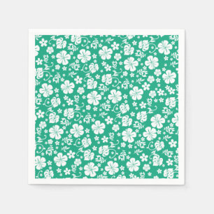 Serviette En Papier Hibiscus blanc sur chic tropical vert caraïbe