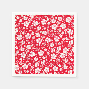 Serviette En Papier Hibiscus blanc sur Red Tropical Chic