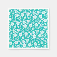 Hibiscus blanc sur Turquoise Tropical Chic