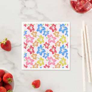 Serviette En Papier Hibiscus Coloré, Motif Des Fleurs