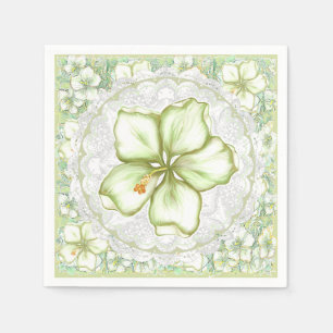 Serviette En Papier Hibiscus & dentelle BLANC
