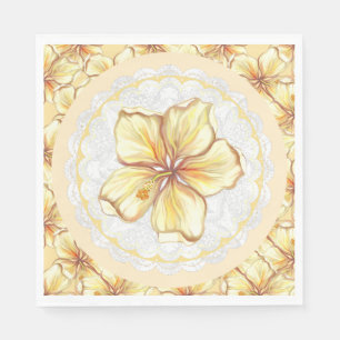 Serviette En Papier Hibiscus & dentelle JAUNE