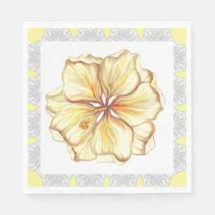 Serviette En Papier Hibiscus & dentelle JAUNE