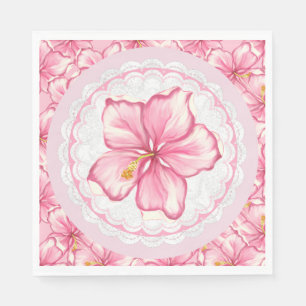 Serviette En Papier Hibiscus & dentelle PINK