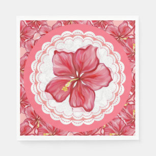 Serviette En Papier Hibiscus & dentelle RED