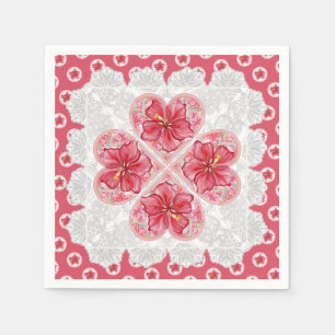 Serviette En Papier Hibiscus & dentelle RED