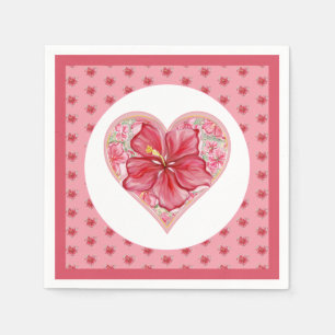 Serviette En Papier Hibiscus & dentelle RED