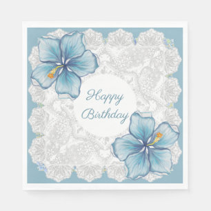 Serviette En Papier Hibiscus & dentelle TURQUOISE