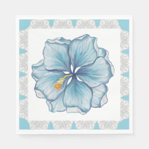 Serviette En Papier Hibiscus & dentelle TURQUOISE