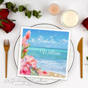 Serviette En Papier Hibiscus floral Plage tropicale Mariage