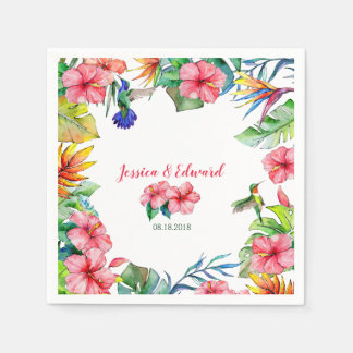 Serviette En Papier Hibiscus floral tropical Mariage hawaïen