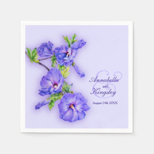 Serviette En Papier hibiscus mariage bleu violet art personnalisé