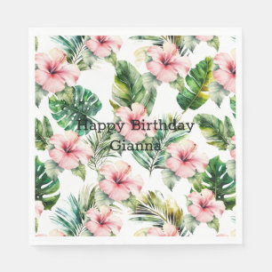 Serviette En Papier Hibiscus rose tropical