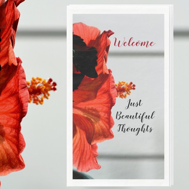 Serviette En Papier Hibiscus rouge Floral Botanique Photographie (Créateur téléchargé)