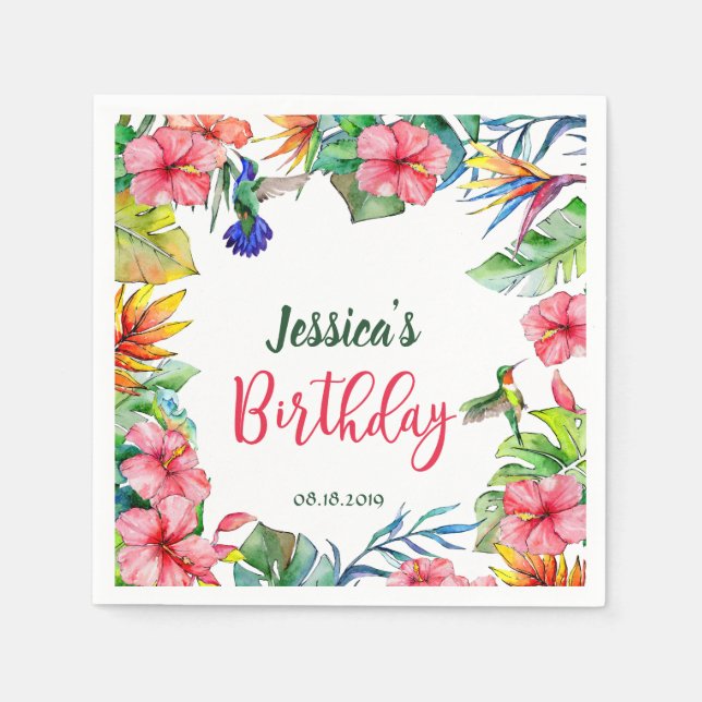 Serviette En Papier Hibiscus tropical Floral Hawaiian Birthday Party (Devant)